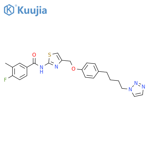Benzamide,4-fluoro-3-methyl-N-[4-[[4-[4-(1H-1,2,3-triazol-1-yl)butyl]phenoxy]methyl]-2-thiazolyl]- structure
