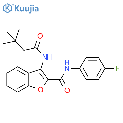 3-(3,3-dimethylbutanamido)-N-(4-fluorophenyl)-1-benzofuran-2-carboxamide structure