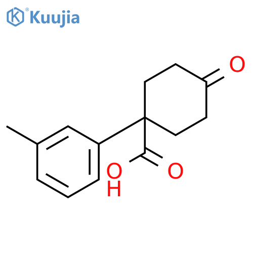 1-(3-methylphenyl)-4-oxocyclohexane-1-carboxylic acid structure