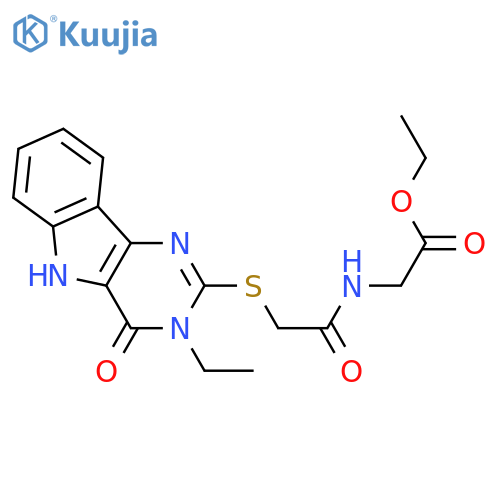 ethyl 2-2-({3-ethyl-4-oxo-3H,4H,5H-pyrimido5,4-bindol-2-yl}sulfanyl)acetamidoacetate structure