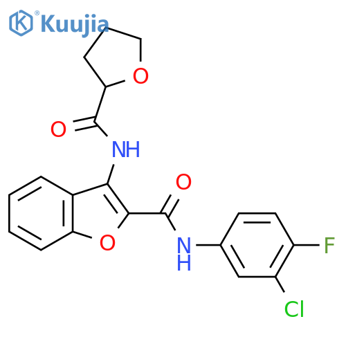 N-(3-chloro-4-fluorophenyl)-3-(oxolane-2-amido)-1-benzofuran-2-carboxamide structure