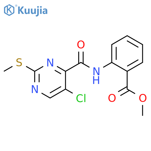 methyl 2-5-chloro-2-(methylsulfanyl)pyrimidine-4-amidobenzoate structure