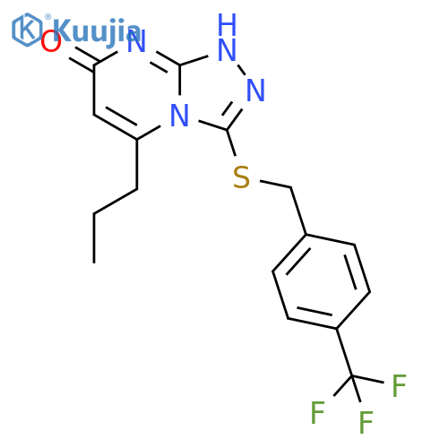 5-propyl-3-({4-(trifluoromethyl)phenylmethyl}sulfanyl)-7H,8H-1,2,4triazolo4,3-apyrimidin-7-one structure