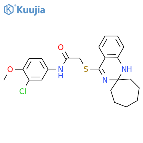N-(3-chloro-4-methoxyphenyl)-2-{1'H-spirocycloheptane-1,2'-quinazolinesulfanyl}acetamide structure