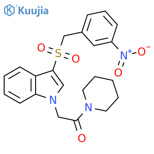 2-{3-(3-nitrophenyl)methanesulfonyl-1H-indol-1-yl}-1-(piperidin-1-yl)ethan-1-one structure