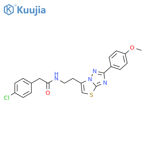 2-(4-chlorophenyl)-N-{2-2-(4-methoxyphenyl)-1,2,4triazolo3,2-b1,3thiazol-6-ylethyl}acetamide structure