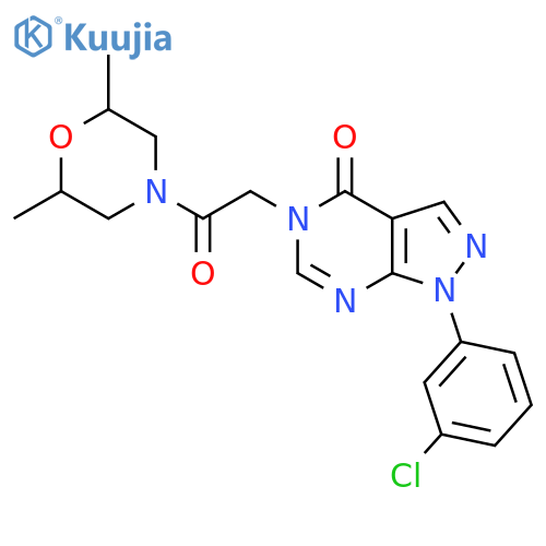 1-(3-chlorophenyl)-5-2-(2,6-dimethylmorpholin-4-yl)-2-oxoethyl-1H,4H,5H-pyrazolo3,4-dpyrimidin-4-one structure