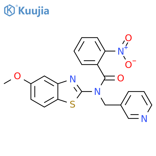 N-(5-methoxy-1,3-benzothiazol-2-yl)-2-nitro-N-(pyridin-3-yl)methylbenzamide structure