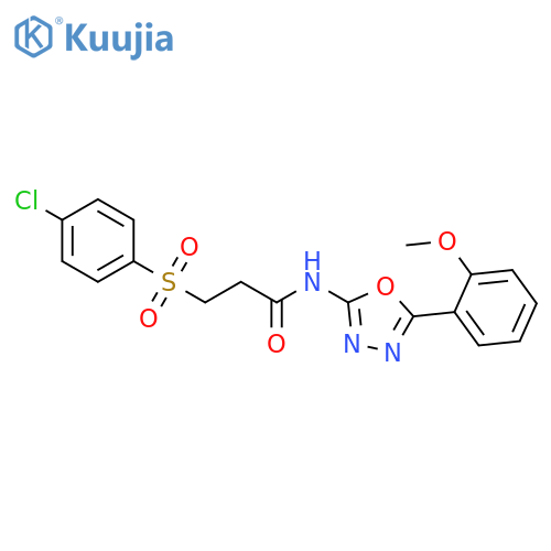 3-(4-chlorobenzenesulfonyl)-N-5-(2-methoxyphenyl)-1,3,4-oxadiazol-2-ylpropanamide structure