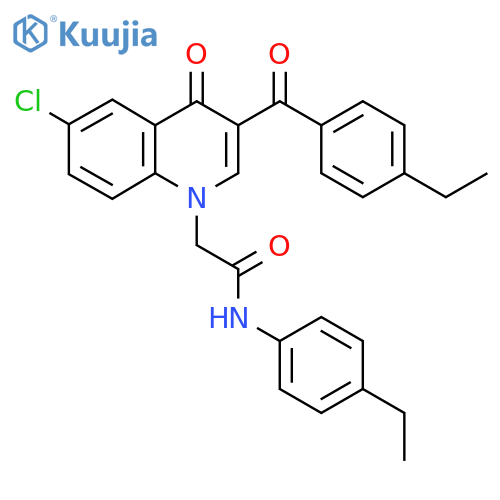 2-6-chloro-3-(4-ethylbenzoyl)-4-oxo-1,4-dihydroquinolin-1-yl-N-(4-ethylphenyl)acetamide structure