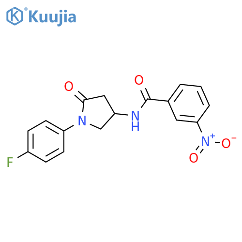 N-1-(4-fluorophenyl)-5-oxopyrrolidin-3-yl-3-nitrobenzamide structure