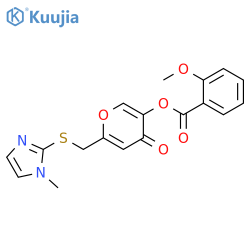 6-{(1-methyl-1H-imidazol-2-yl)sulfanylmethyl}-4-oxo-4H-pyran-3-yl 2-methoxybenzoate structure