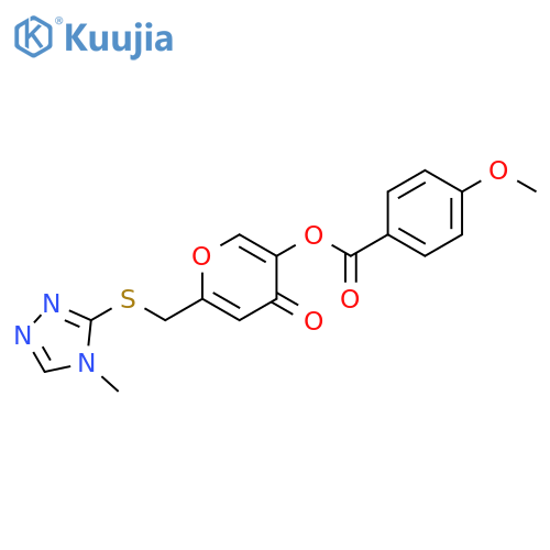 6-{(4-methyl-4H-1,2,4-triazol-3-yl)sulfanylmethyl}-4-oxo-4H-pyran-3-yl 4-methoxybenzoate structure