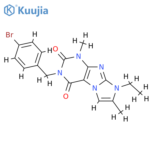 3-(4-bromophenyl)methyl-8-ethyl-1,7-dimethyl-1H,2H,3H,4H,8H-imidazo1,2-gpurine-2,4-dione structure
