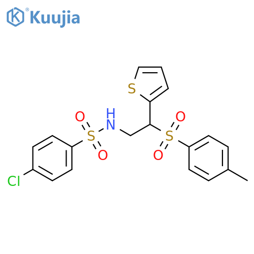 4-chloro-N-2-(4-methylbenzenesulfonyl)-2-(thiophen-2-yl)ethylbenzene-1-sulfonamide structure