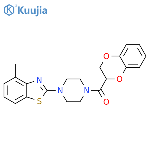 2-4-(2,3-dihydro-1,4-benzodioxine-2-carbonyl)piperazin-1-yl-4-methyl-1,3-benzothiazole structure