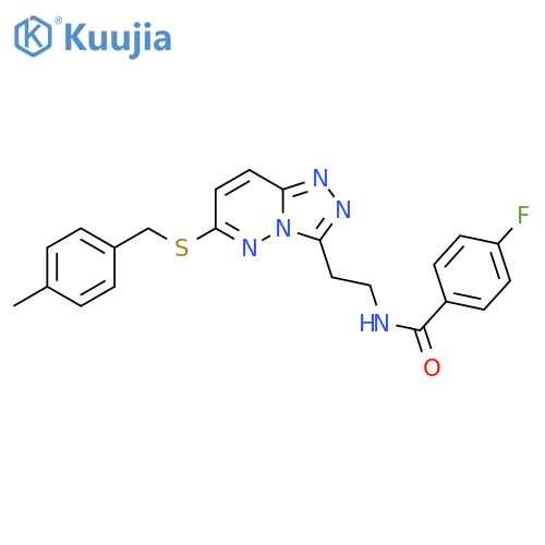 4-fluoro-N-2-(6-{(4-methylphenyl)methylsulfanyl}-1,2,4triazolo4,3-bpyridazin-3-yl)ethylbenzamide structure