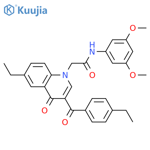 N-(3,5-dimethoxyphenyl)-2-6-ethyl-3-(4-ethylbenzoyl)-4-oxo-1,4-dihydroquinolin-1-ylacetamide structure