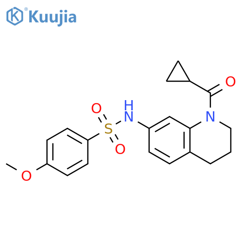N-(1-cyclopropanecarbonyl-1,2,3,4-tetrahydroquinolin-7-yl)-4-methoxybenzene-1-sulfonamide structure