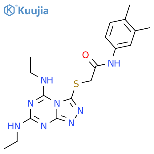 2-{5,7-bis(ethylamino)-1,2,4triazolo4,3-a1,3,5triazin-3-ylsulfanyl}-N-(3,4-dimethylphenyl)acetamide structure