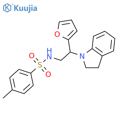N-2-(2,3-dihydro-1H-indol-1-yl)-2-(furan-2-yl)ethyl-4-methylbenzene-1-sulfonamide structure