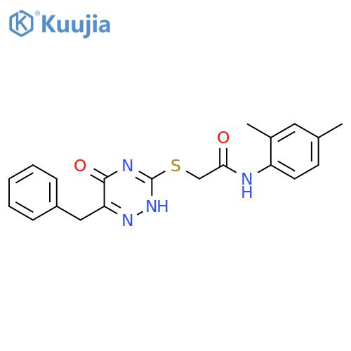 2-(6-benzyl-5-oxo-4,5-dihydro-1,2,4-triazin-3-yl)sulfanyl-N-(2,4-dimethylphenyl)acetamide structure