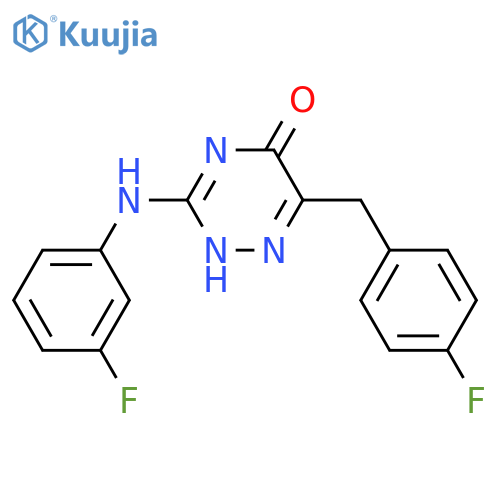 3-(3-fluorophenyl)amino-6-(4-fluorophenyl)methyl-4,5-dihydro-1,2,4-triazin-5-one structure