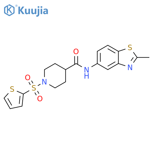 N-(2-methyl-1,3-benzothiazol-5-yl)-1-(thiophene-2-sulfonyl)piperidine-4-carboxamide structure