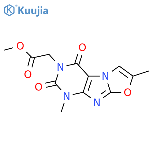 methyl 2-{1,7-dimethyl-2,4-dioxo-1H,2H,3H,4H-1,3oxazolo3,2-gpurin-3-yl}acetate structure