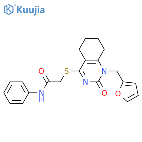 2-({1-(furan-2-yl)methyl-2-oxo-1,2,5,6,7,8-hexahydroquinazolin-4-yl}sulfanyl)-N-phenylacetamide structure