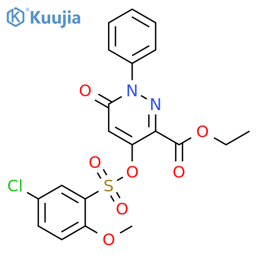 ethyl 4-(5-chloro-2-methoxybenzenesulfonyl)oxy-6-oxo-1-phenyl-1,6-dihydropyridazine-3-carboxylate structure