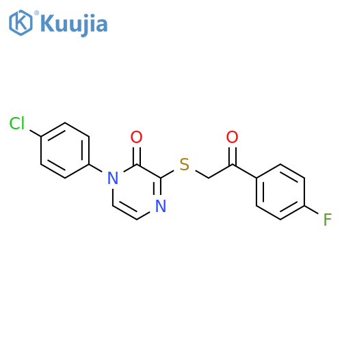 1-(4-chlorophenyl)-3-{2-(4-fluorophenyl)-2-oxoethylsulfanyl}-1,2-dihydropyrazin-2-one structure