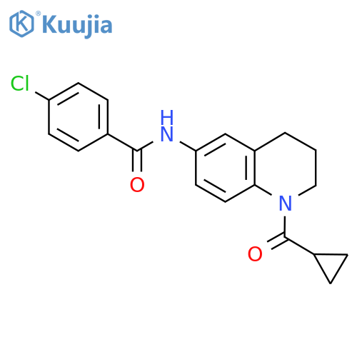 4-chloro-N-(1-cyclopropanecarbonyl-1,2,3,4-tetrahydroquinolin-6-yl)benzamide structure