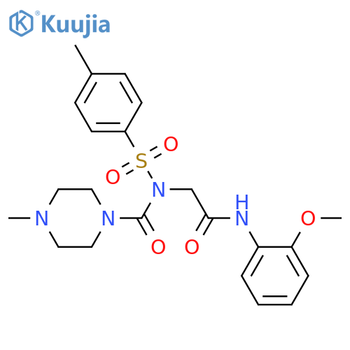 N-(2-methoxyphenyl)-2-N-(4-methylpiperazine-1-carbonyl)4-methylbenzenesulfonamidoacetamide structure