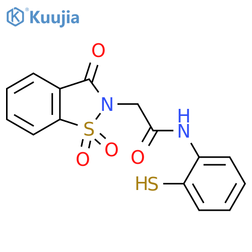 N-(2-sulfanylphenyl)-2-(1,1,3-trioxo-2,3-dihydro-1lambda6,2-benzothiazol-2-yl)acetamide structure