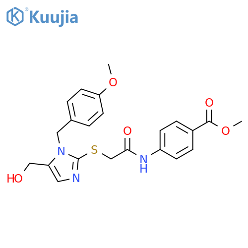 methyl 4-(2-{5-(hydroxymethyl)-1-(4-methoxyphenyl)methyl-1H-imidazol-2-ylsulfanyl}acetamido)benzoate structure