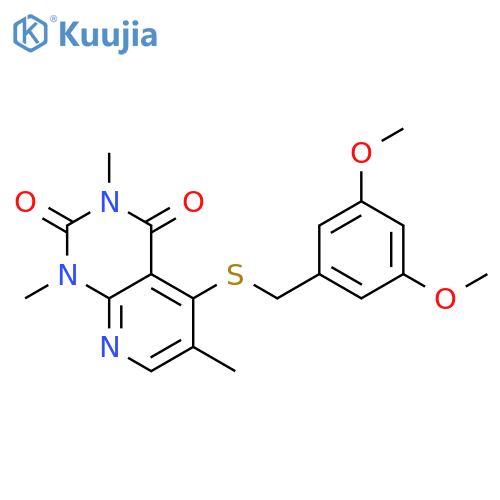 5-{(3,5-dimethoxyphenyl)methylsulfanyl}-1,3,6-trimethyl-1H,2H,3H,4H-pyrido2,3-dpyrimidine-2,4-dione structure