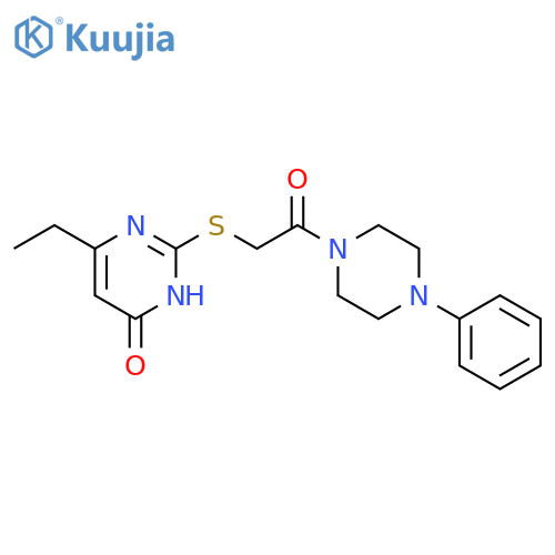 6-ethyl-2-{2-oxo-2-(4-phenylpiperazin-1-yl)ethylsulfanyl}-3,4-dihydropyrimidin-4-one structure
