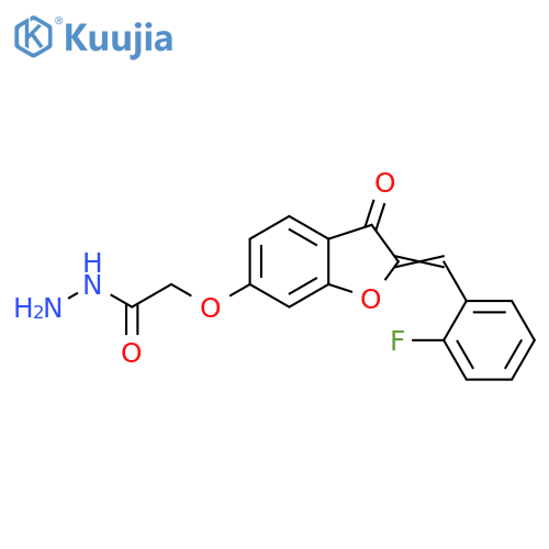 2-{(2Z)-2-(2-fluorophenyl)methylidene-3-oxo-2,3-dihydro-1-benzofuran-6-yloxy}acetohydrazide structure