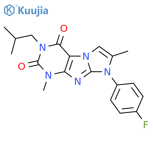 8-(4-fluorophenyl)-1,7-dimethyl-3-(2-methylpropyl)-1H,2H,3H,4H,8H-imidazo1,2-gpurine-2,4-dione structure