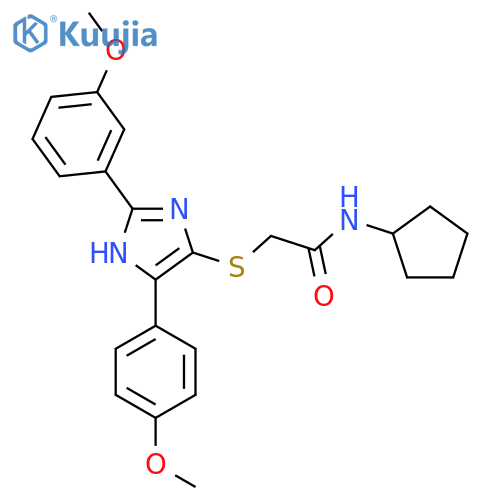 N-cyclopentyl-2-{2-(3-methoxyphenyl)-5-(4-methoxyphenyl)-1H-imidazol-4-ylsulfanyl}acetamide structure