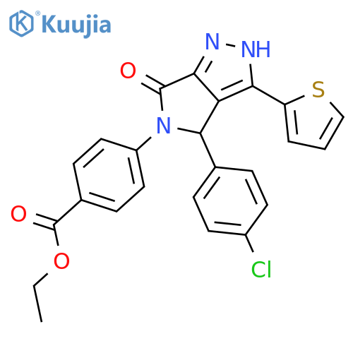 <br>ethyl 4-[4-(4-chlorophenyl)-6-oxo-3-thien-2-yl-4,6-dihydropyrrolo[3,4-c]pyr azol-5(1H)-yl]benzoate structure