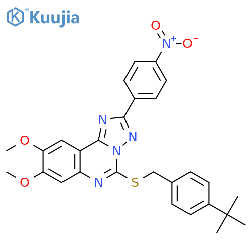 5-{(4-tert-butylphenyl)methylsulfanyl}-8,9-dimethoxy-2-(4-nitrophenyl)-1,2,4triazolo1,5-cquinazoline structure