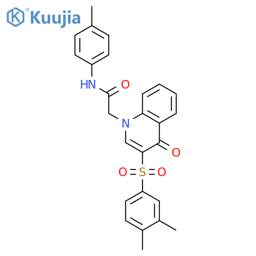 2-3-(3,4-dimethylbenzenesulfonyl)-4-oxo-1,4-dihydroquinolin-1-yl-N-(4-methylphenyl)acetamide structure
