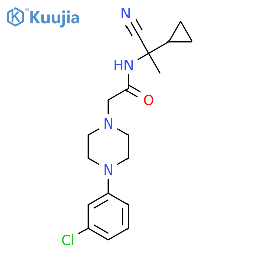 2-[4-(3-chlorophenyl)piperazin-1-yl]-N-(1-cyano-1-cyclopropylethyl)acetamide structure