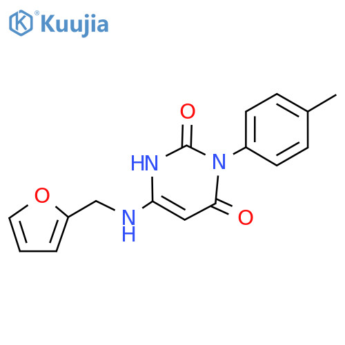 6-{(furan-2-yl)methylamino}-3-(4-methylphenyl)-1,2,3,4-tetrahydropyrimidine-2,4-dione structure