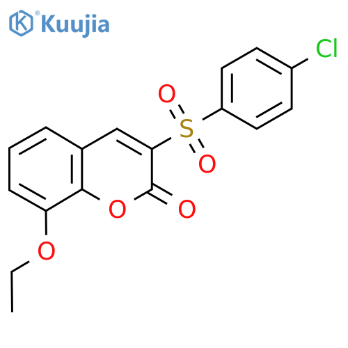 3-(4-chlorobenzenesulfonyl)-8-ethoxy-2H-chromen-2-one structure