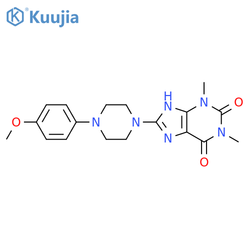 8-4-(4-methoxyphenyl)piperazin-1-yl-1,3-dimethyl-2,3,6,7-tetrahydro-1H-purine-2,6-dione structure