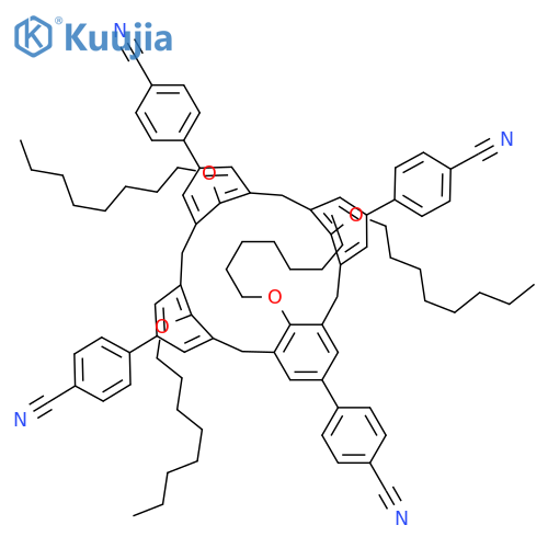 Benzonitrile, 4,4',4'',4'''-[25,26,27,28-tetrakis(octyloxy)pentacyclo[19.3.1.13,7.19,13.115,19]octacosa-1(25),3,5,7(28),9,11,13(27),15,17,19(26),21,23-dodecaene-5,11,17,23-tetrayl]tetrakis- (9CI) structure