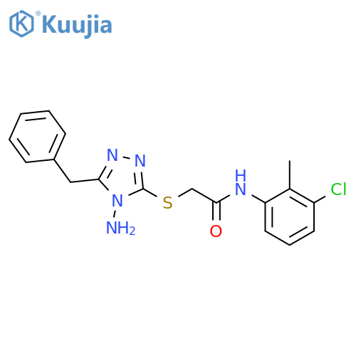 2-(4-amino-5-benzyl-4H-1,2,4-triazol-3-yl)sulfanyl-N-(3-chloro-2-methylphenyl)acetamide structure